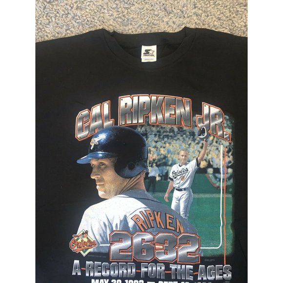 CAL RIPKEN JR. BALTIMORE ORIOLES 2632 RECORD FOR THE AGES 1982-1998 T-SHIRT XL - Picture 2 of 4